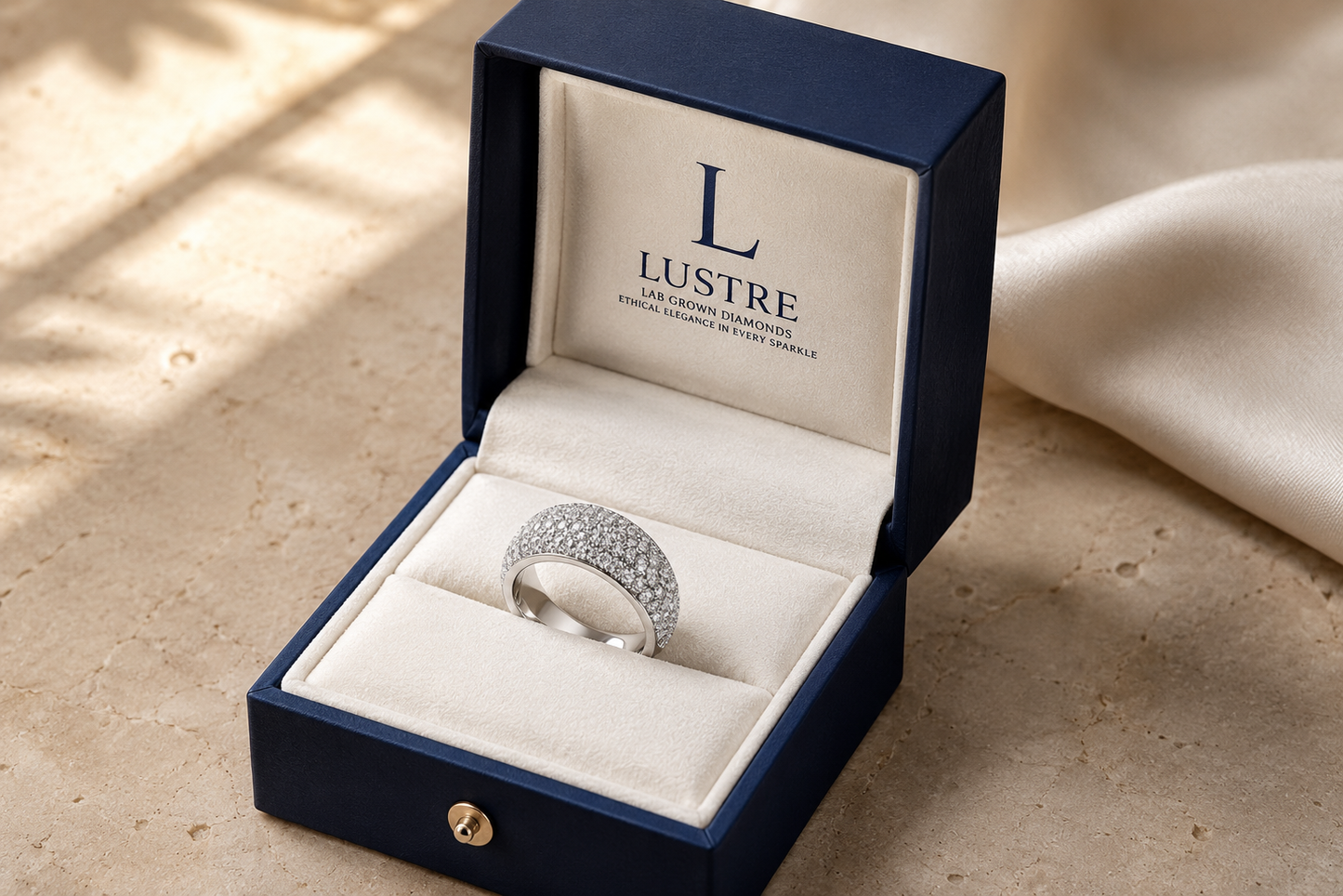 Luxury Multi-Row Pavé Lab Grown Diamond Wedding Band | 14K Gold Anniversary Ring