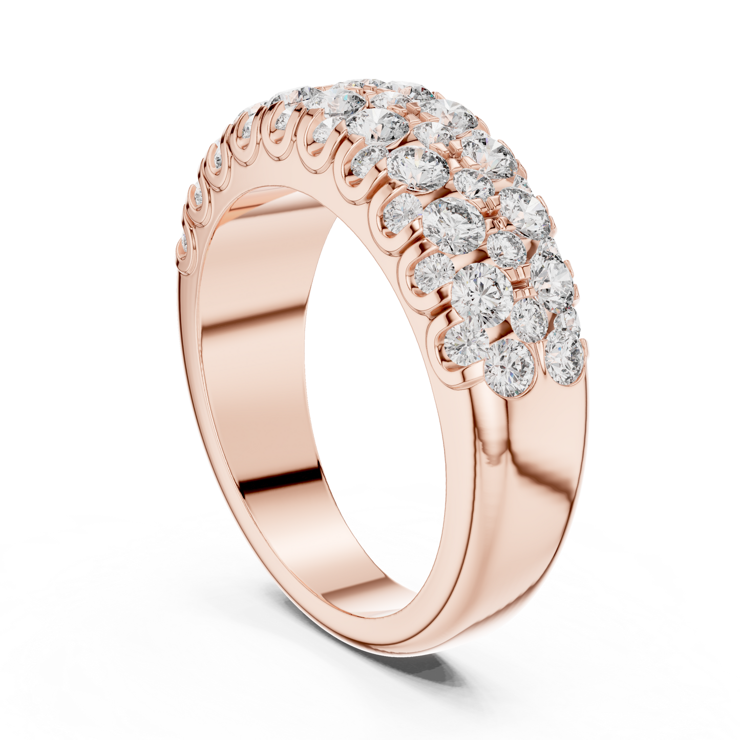 Men’s Lab Grown Diamond Pavé Ring 1.91 CT | 52 Round Diamonds | 14K Solid Gold Luxury Statement Band