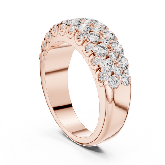 Men’s Lab Grown Diamond Pavé Ring 1.91 CT | 52 Round Diamonds | 14K Solid Gold Luxury Statement Band