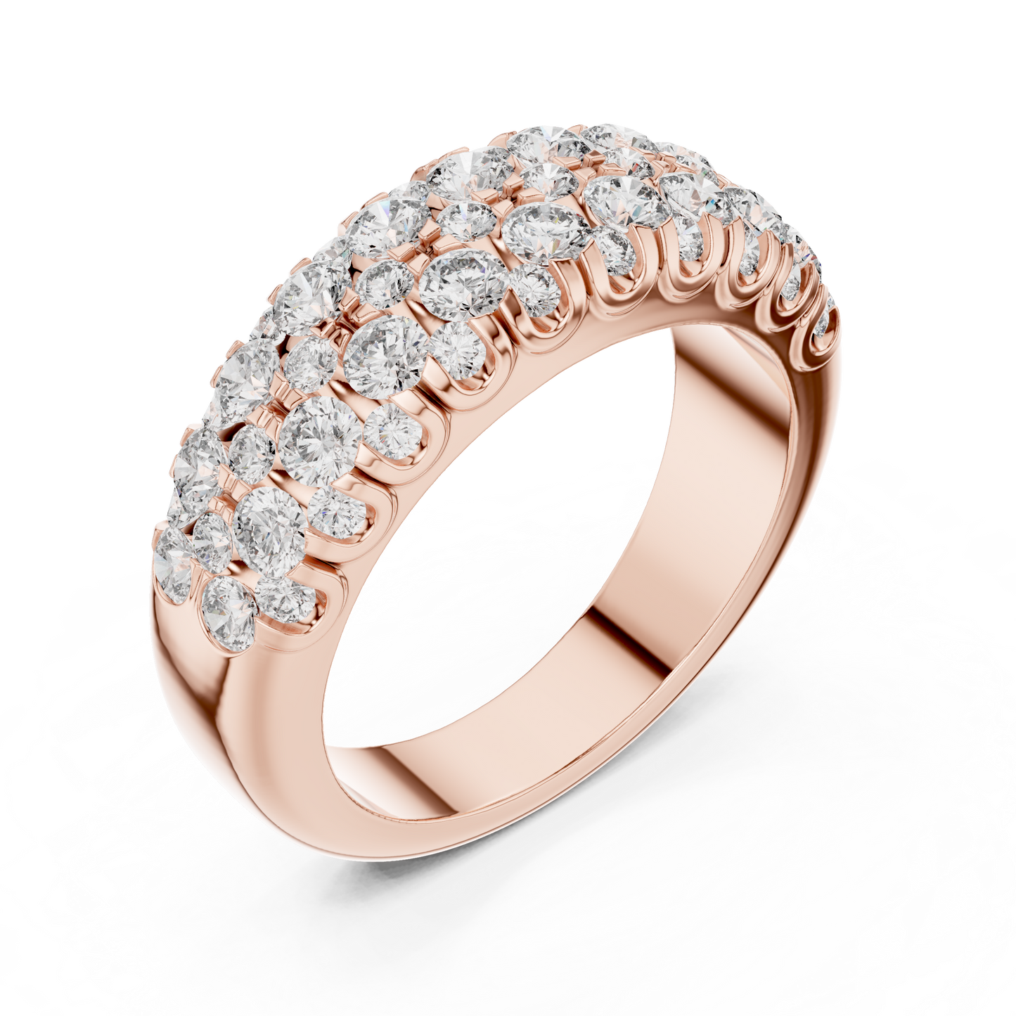 Men’s Lab Grown Diamond Pavé Ring 1.91 CT | 52 Round Diamonds | 14K Solid Gold Luxury Statement Band
