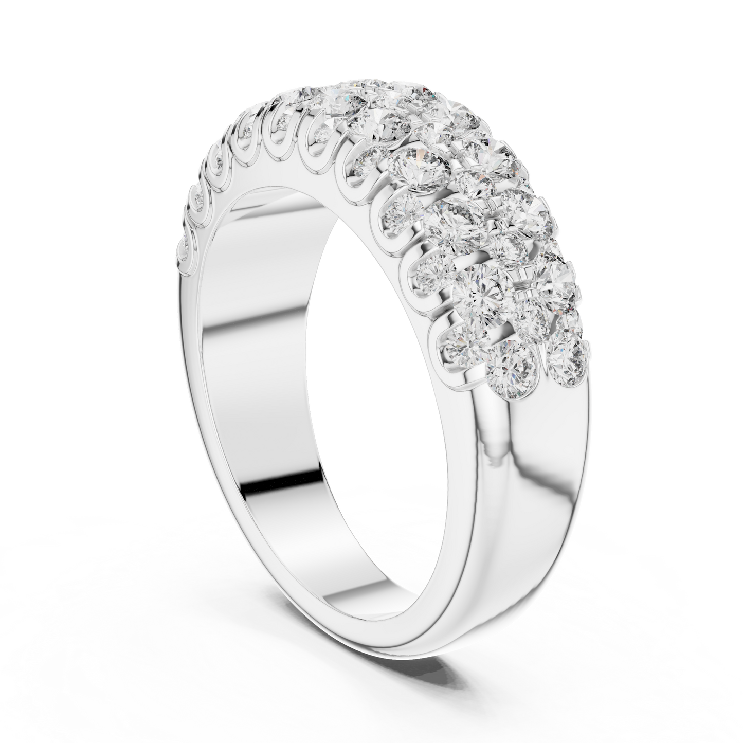 Men’s Lab Grown Diamond Pavé Ring 1.91 CT | 52 Round Diamonds | 14K Solid Gold Luxury Statement Band
