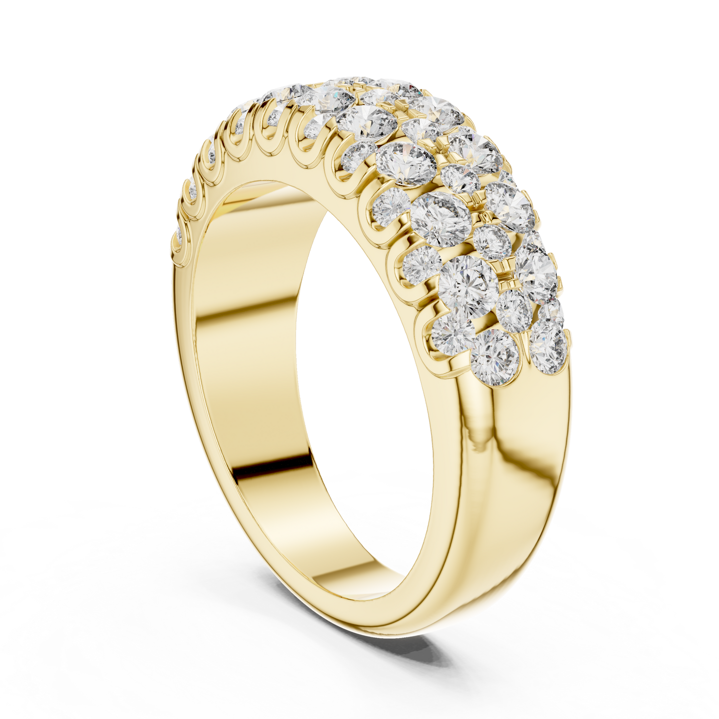 Men’s Lab Grown Diamond Pavé Ring 1.91 CT | 52 Round Diamonds | 14K Solid Gold Luxury Statement Band