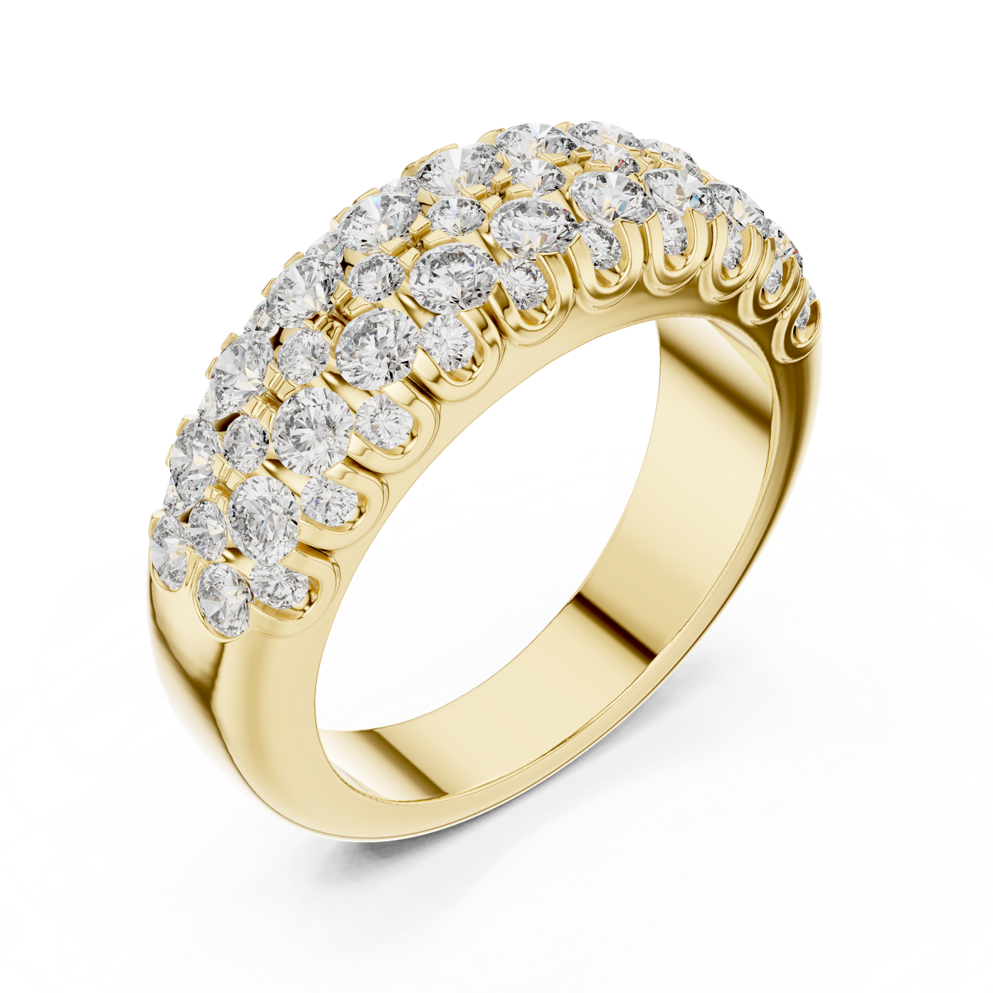 Men’s Lab Grown Diamond Pavé Ring 1.91 CT | 52 Round Diamonds | 14K Solid Gold Luxury Statement Band