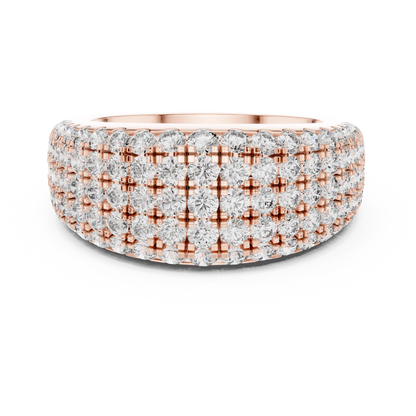 Luxury Multi-Row Pavé Lab Grown Diamond Wedding Band | 14K Gold Anniversary Ring