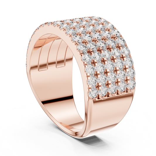 Men’s Lab Grown Diamond 5 Row Pavé Ring in 14K White Gold | Luxury Diamond Wedding Band | Lustre