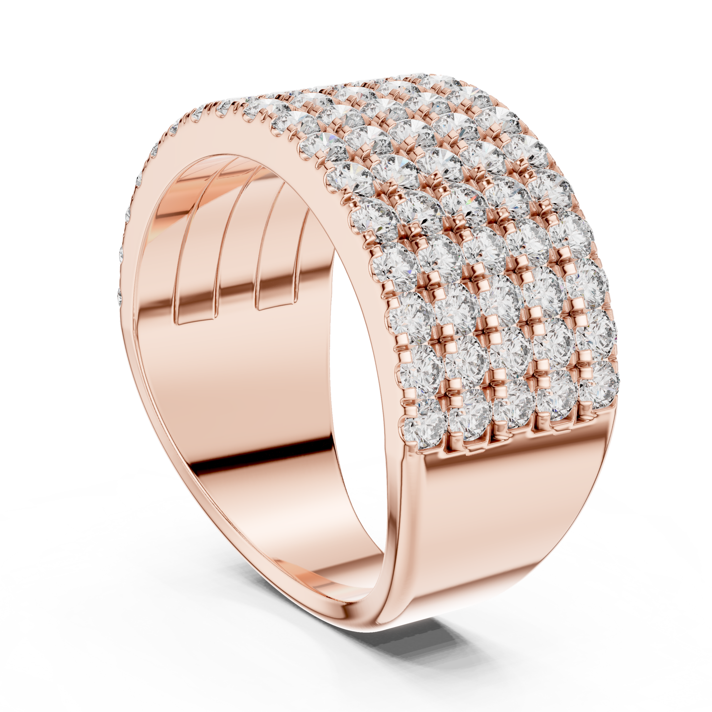 Men’s Lab Grown Diamond 5 Row Pavé Ring in 14K White Gold | Luxury Diamond Wedding Band | Lustre