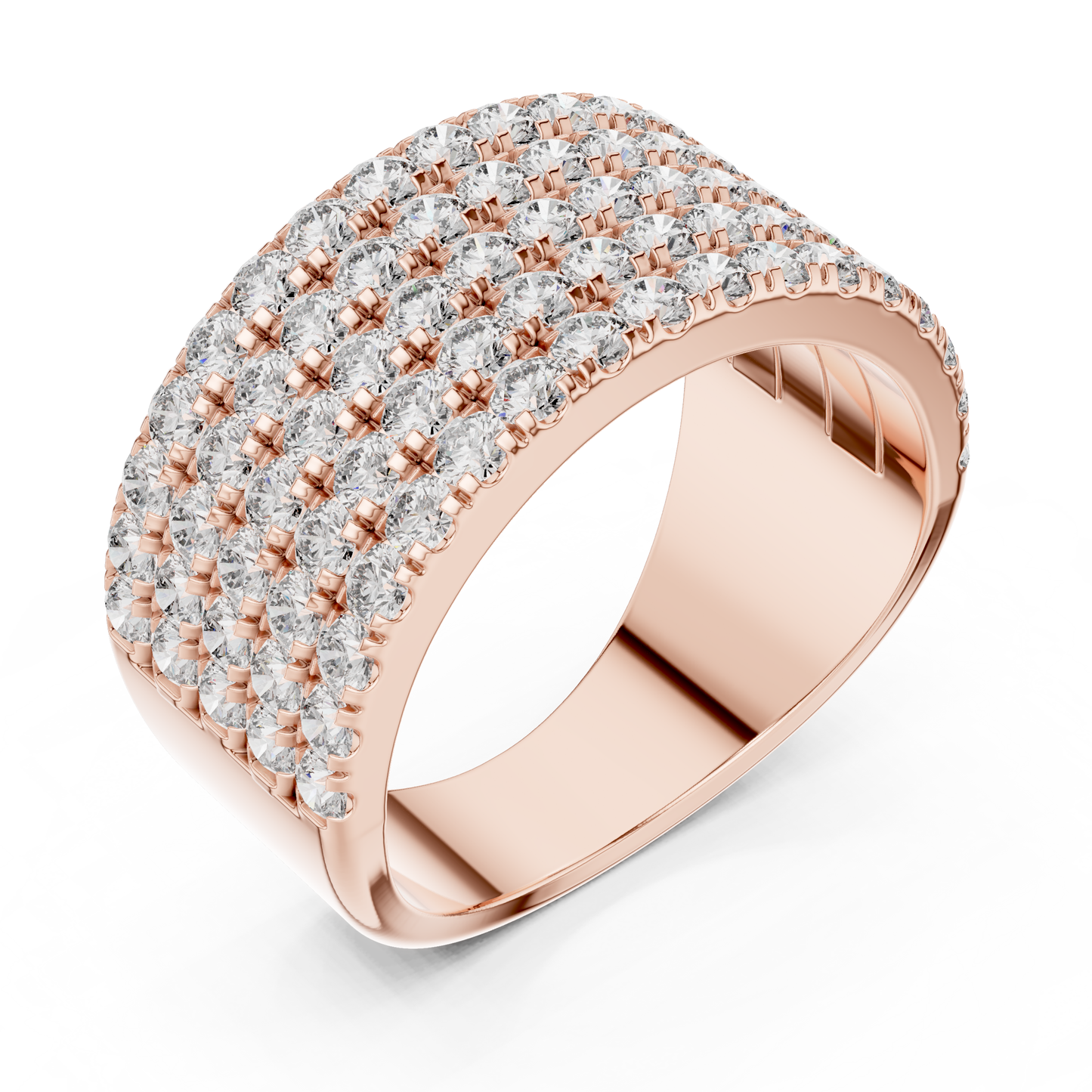 Men’s Lab Grown Diamond 5 Row Pavé Ring in 14K White Gold | Luxury Diamond Wedding Band | Lustre