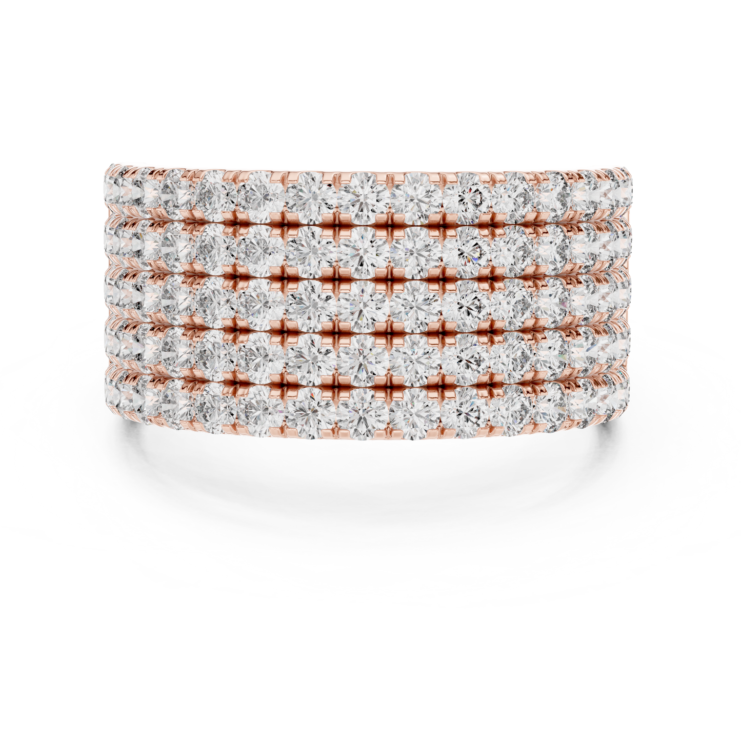 Men’s Lab Grown Diamond 5 Row Pavé Ring in 14K White Gold | Luxury Diamond Wedding Band | Lustre