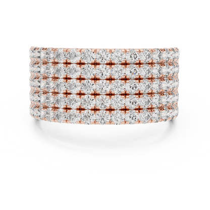 Men’s Lab Grown Diamond 5 Row Pavé Ring in 14K White Gold | Luxury Diamond Wedding Band | Lustre