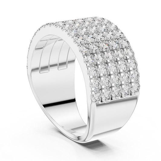 Men’s Lab Grown Diamond 5 Row Pavé Ring in 14K White Gold | Luxury Diamond Wedding Band | Lustre
