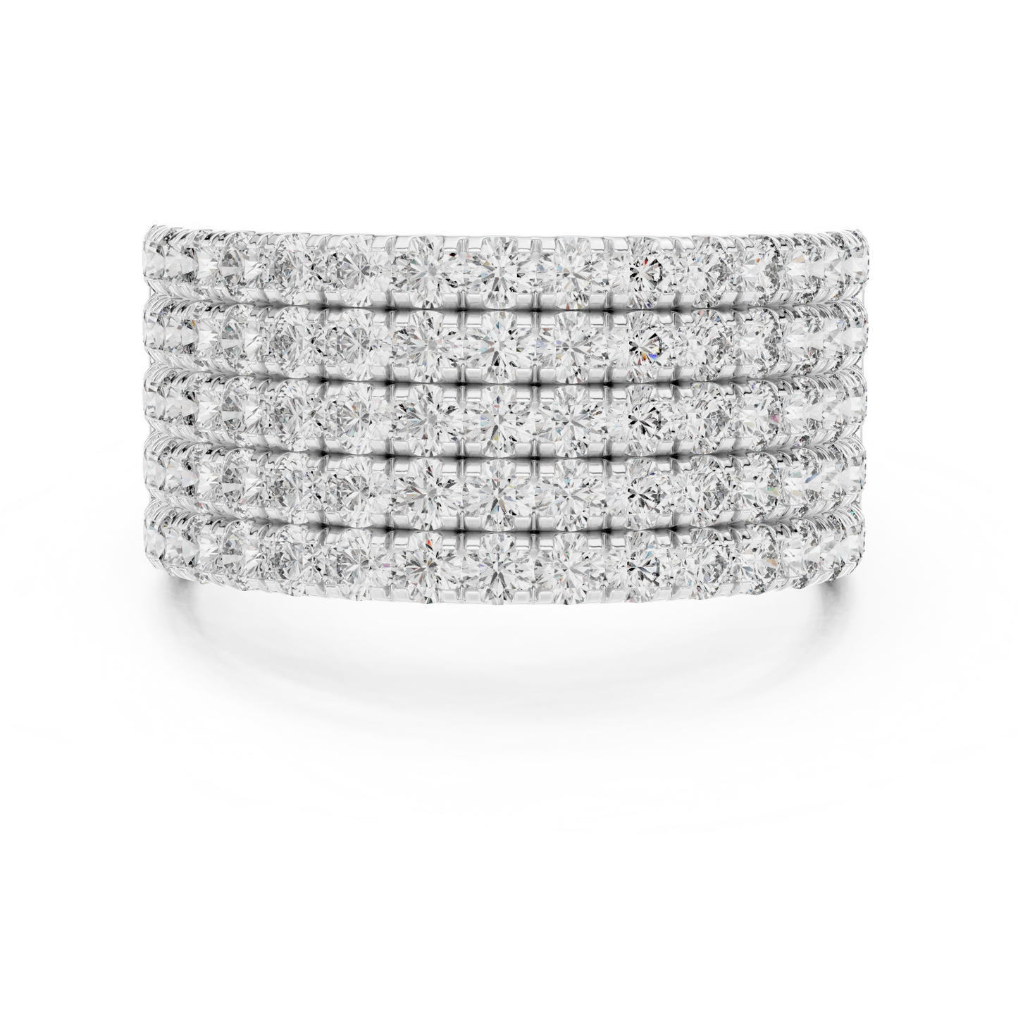 Men’s Lab Grown Diamond 5 Row Pavé Ring in 14K White Gold | Luxury Diamond Wedding Band | Lustre