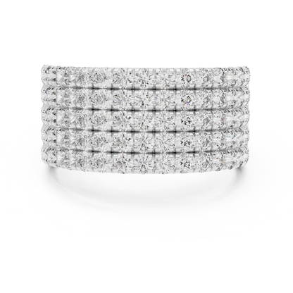 Men’s Lab Grown Diamond 5 Row Pavé Ring in 14K White Gold | Luxury Diamond Wedding Band | Lustre