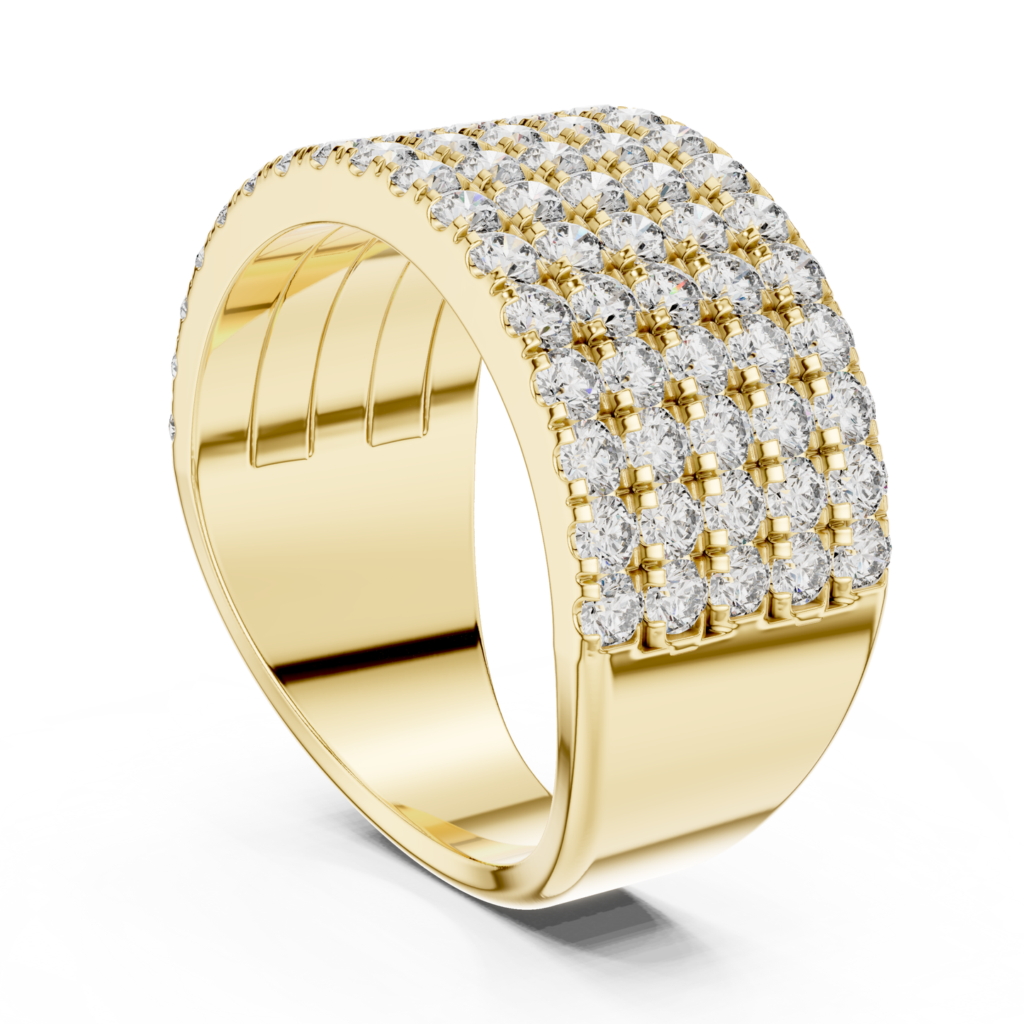 Men’s Lab Grown Diamond 5 Row Pavé Ring in 14K White Gold | Luxury Diamond Wedding Band | Lustre