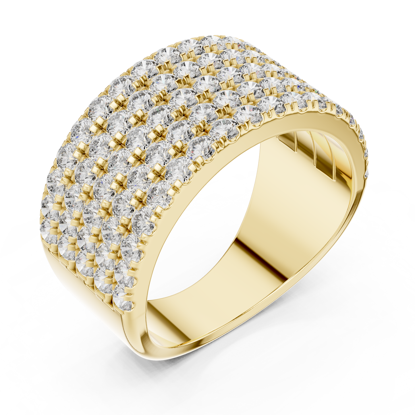 Men’s Lab Grown Diamond 5 Row Pavé Ring in 14K White Gold | Luxury Diamond Wedding Band | Lustre