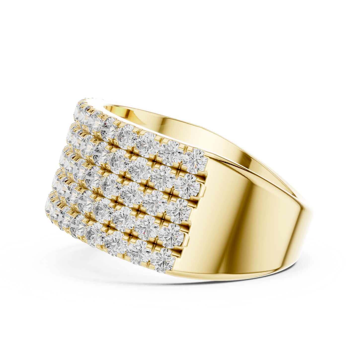 Men’s Lab Grown Diamond 5 Row Pavé Ring in 14K White Gold | Luxury Diamond Wedding Band | Lustre