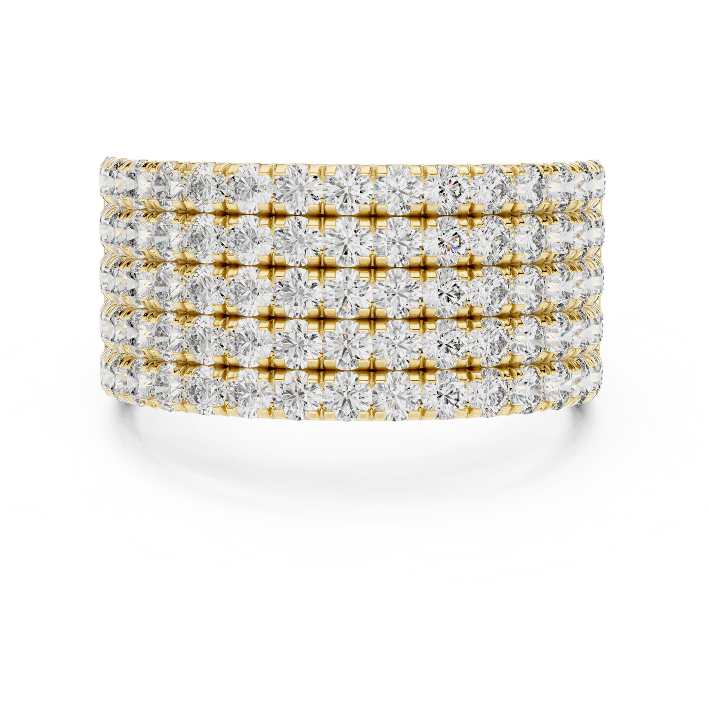 Men’s Lab Grown Diamond 5 Row Pavé Ring in 14K White Gold | Luxury Diamond Wedding Band | Lustre