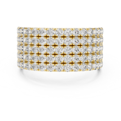 Men’s Lab Grown Diamond 5 Row Pavé Ring in 14K White Gold | Luxury Diamond Wedding Band | Lustre