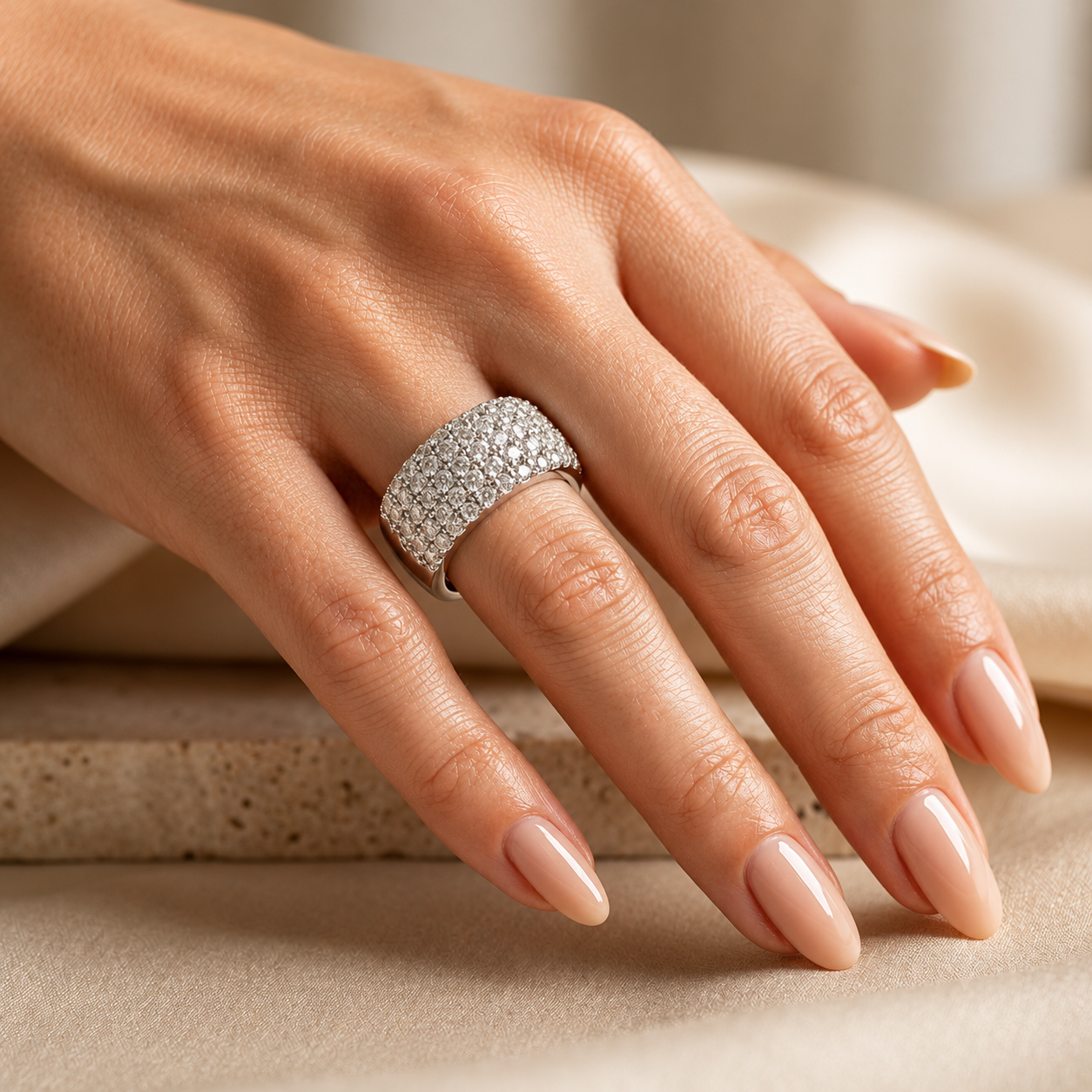 Luxury Multi-Row Pavé Lab Grown Diamond Wedding Band | 14K Gold Anniversary Ring