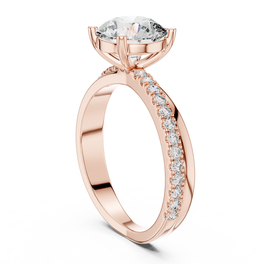 14K White Gold Lab Grown Diamond Solitaire Engagement Ring with Hidden Pavé | 2.10 CT Center Stone