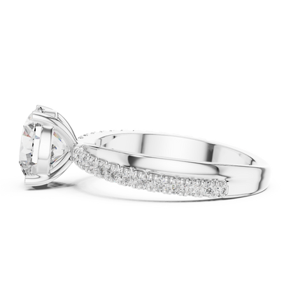 14K White Gold Lab Grown Diamond Solitaire Engagement Ring with Hidden Pavé | 2.10 CT Center Stone