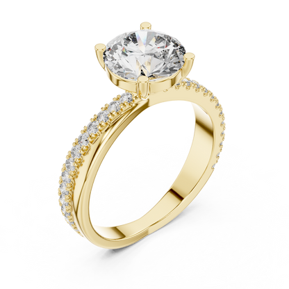 14K White Gold Lab Grown Diamond Solitaire Engagement Ring with Hidden Pavé | 2.10 CT Center Stone