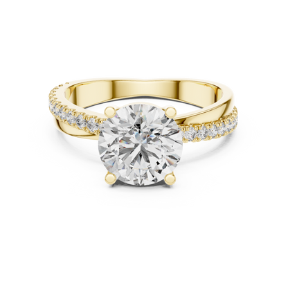 14K White Gold Lab Grown Diamond Solitaire Engagement Ring with Hidden Pavé | 2.10 CT Center Stone