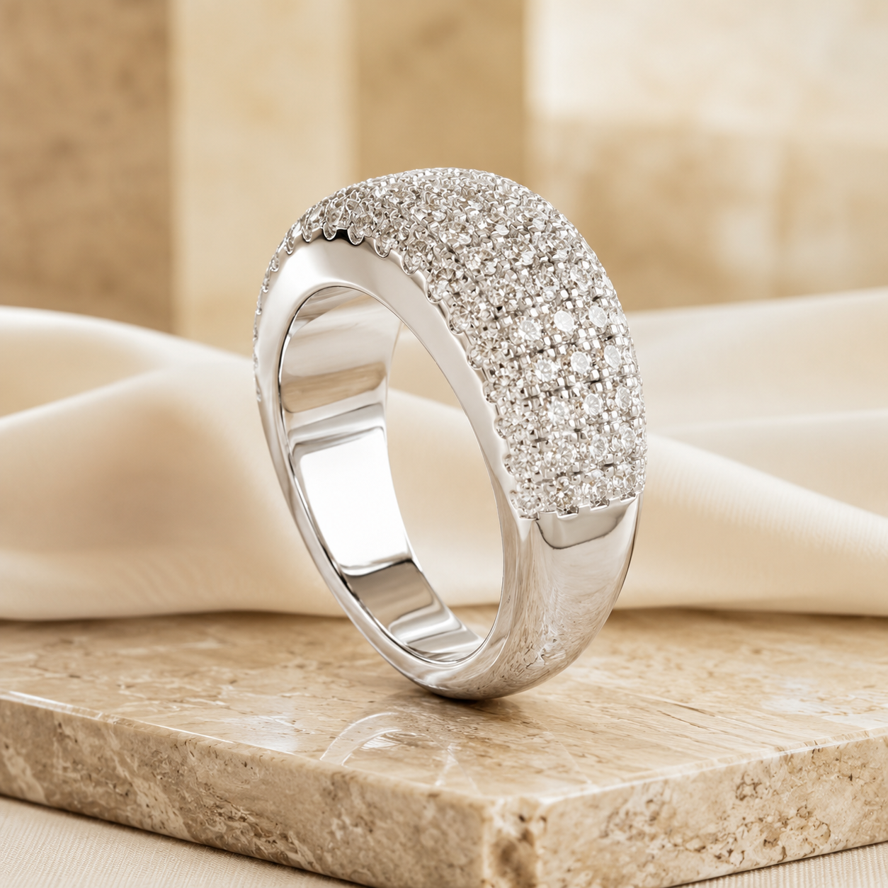 Luxury Multi-Row Pavé Lab Grown Diamond Wedding Band | 14K Gold Anniversary Ring