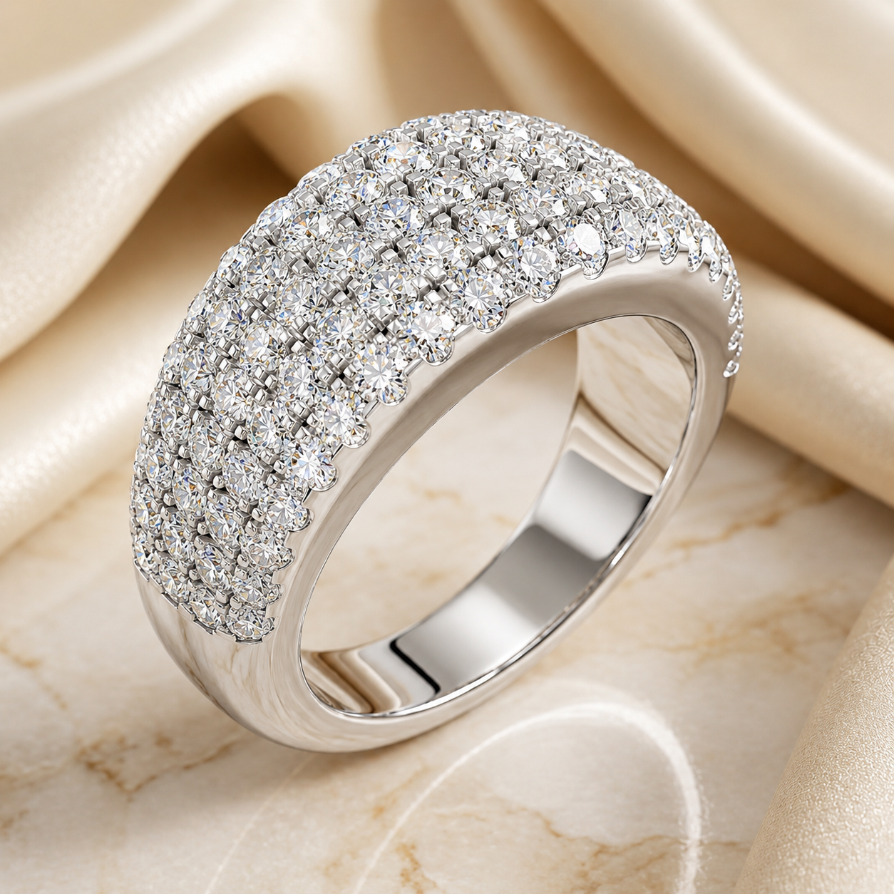 Luxury Multi-Row Pavé Lab Grown Diamond Wedding Band | 14K Gold Anniversary Ring