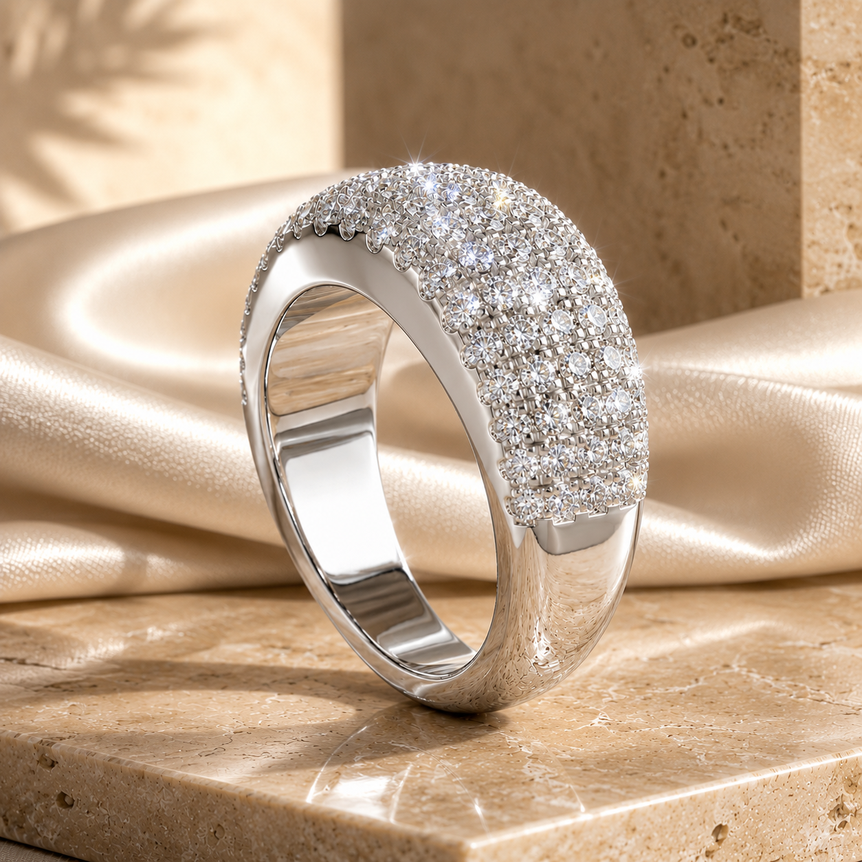 Luxury Multi-Row Pavé Lab Grown Diamond Wedding Band | 14K Gold Anniversary Ring
