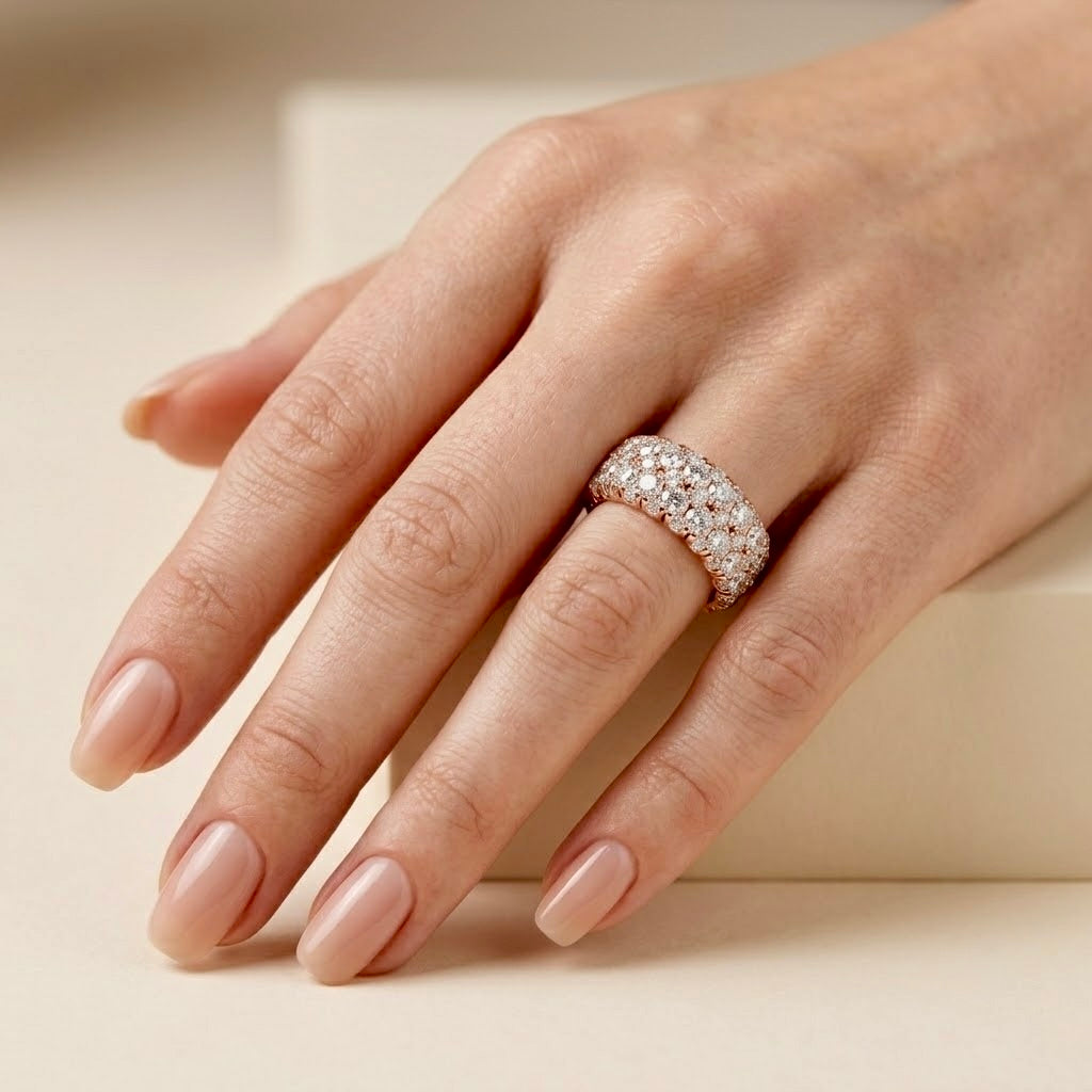 Men’s Lab Grown Diamond Pavé Ring 1.91 CT | 52 Round Diamonds | 14K Solid Gold Luxury Statement Band