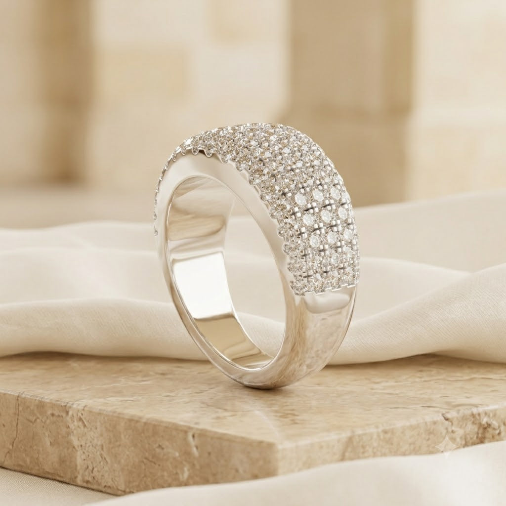 Luxury Multi-Row Pavé Lab Grown Diamond Wedding Band | 14K Gold Anniversary Ring
