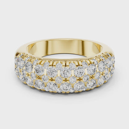 Men’s Lab Grown Diamond Pavé Ring 1.91 CT | 52 Round Diamonds | 14K Solid Gold Luxury Statement Band