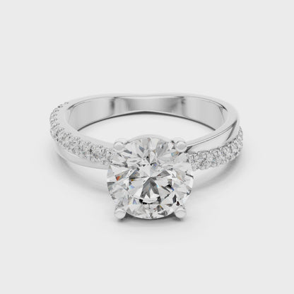 14K White Gold Lab Grown Diamond Solitaire Engagement Ring with Hidden Pavé | 2.10 CT Center Stone