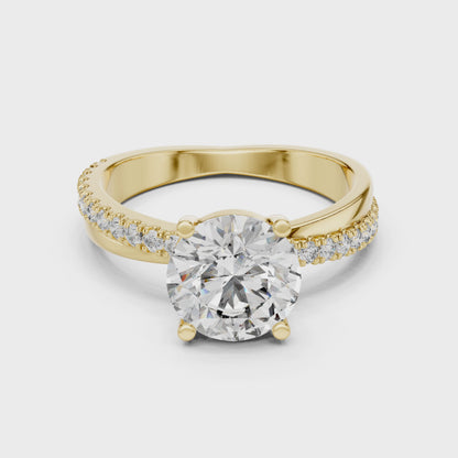 14K White Gold Lab Grown Diamond Solitaire Engagement Ring with Hidden Pavé | 2.10 CT Center Stone